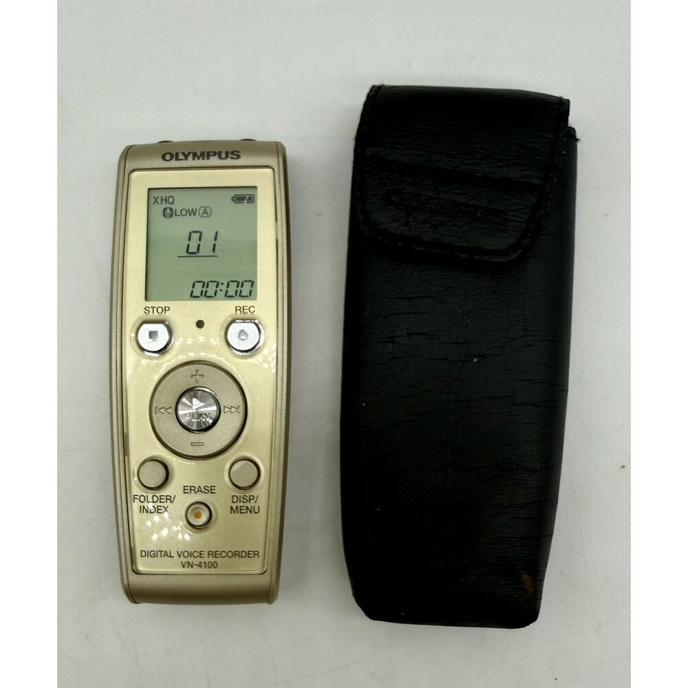 Olympus VN-4100 Handheld Digital Voice Recorder Gold With Case Tested See Notes
